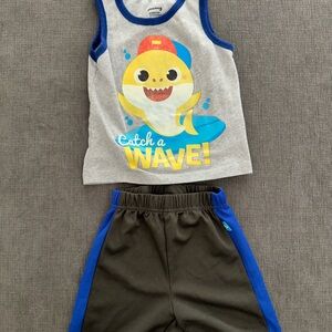 Pinkfong Baby Shark Boys Gray and Blue Tank Top and Shorts Set
